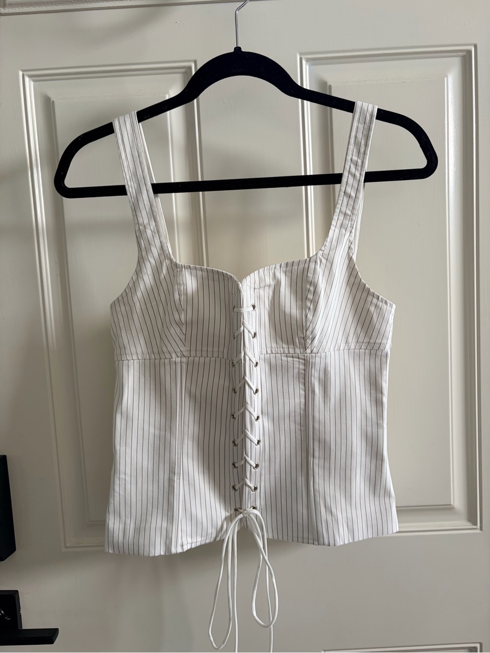 Zara Striped Lace-Up Bustier Top